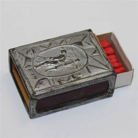 metal match boxes|antique match box holder.